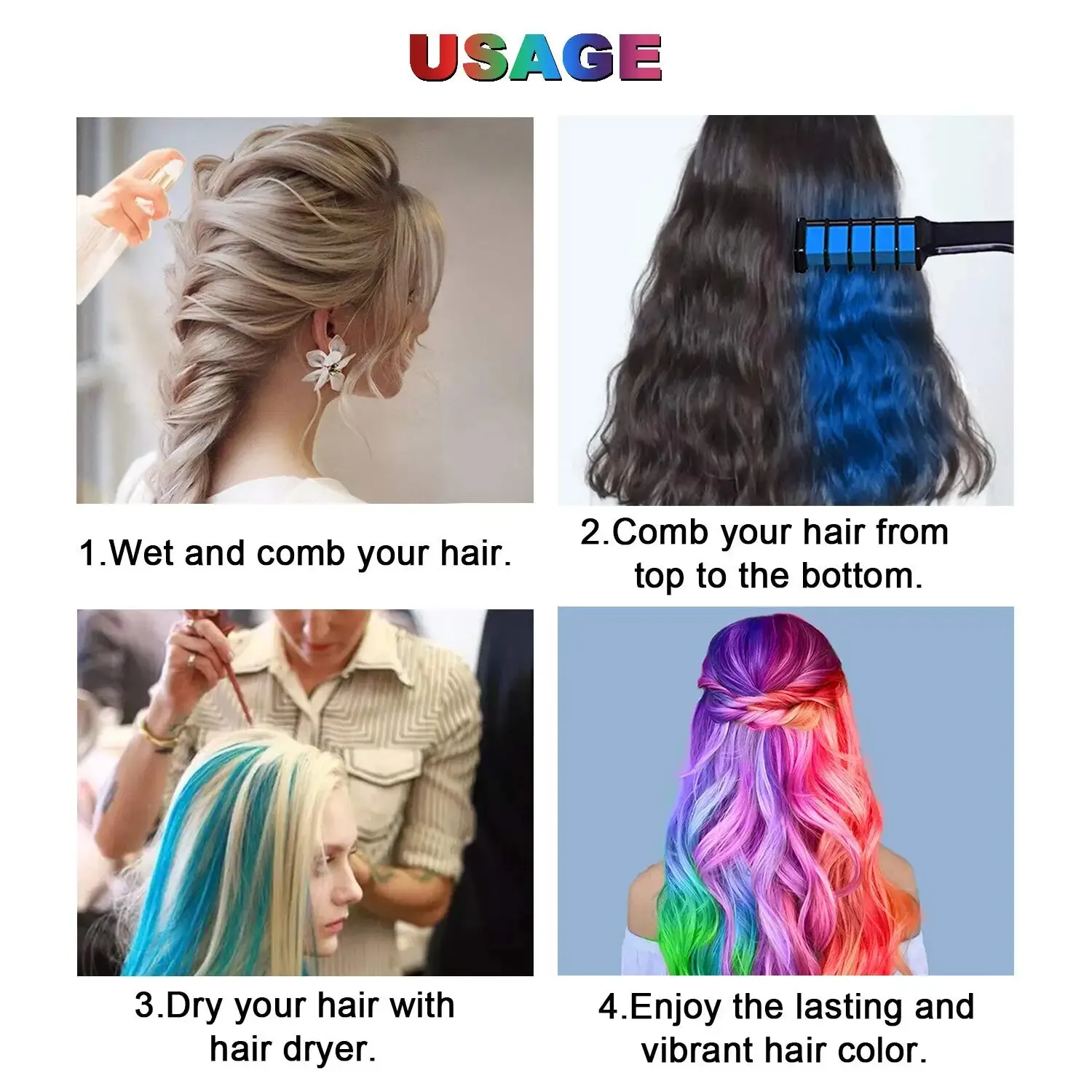 Kids Multicolor Hair Dye Comb Set - Image 5